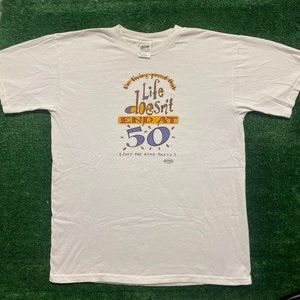 Vintage 80s Age 50 Humor Shirt Shoebox Greetings Funny Tee